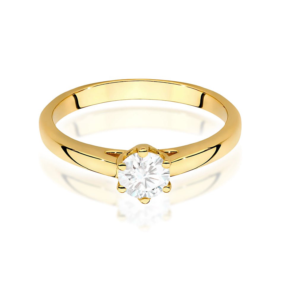 Prsten ze žlutého zlata s lab-grown diamantem 0,40 ct Round/Brilliant