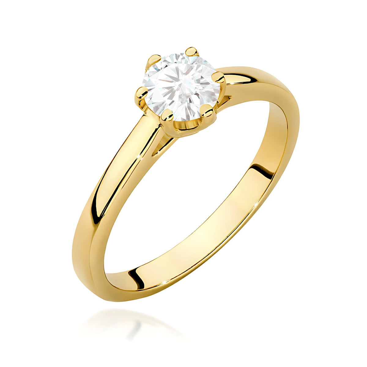 Prsten ze žlutého zlata s lab-grown diamantem 0,50 ct Round/Brilliant