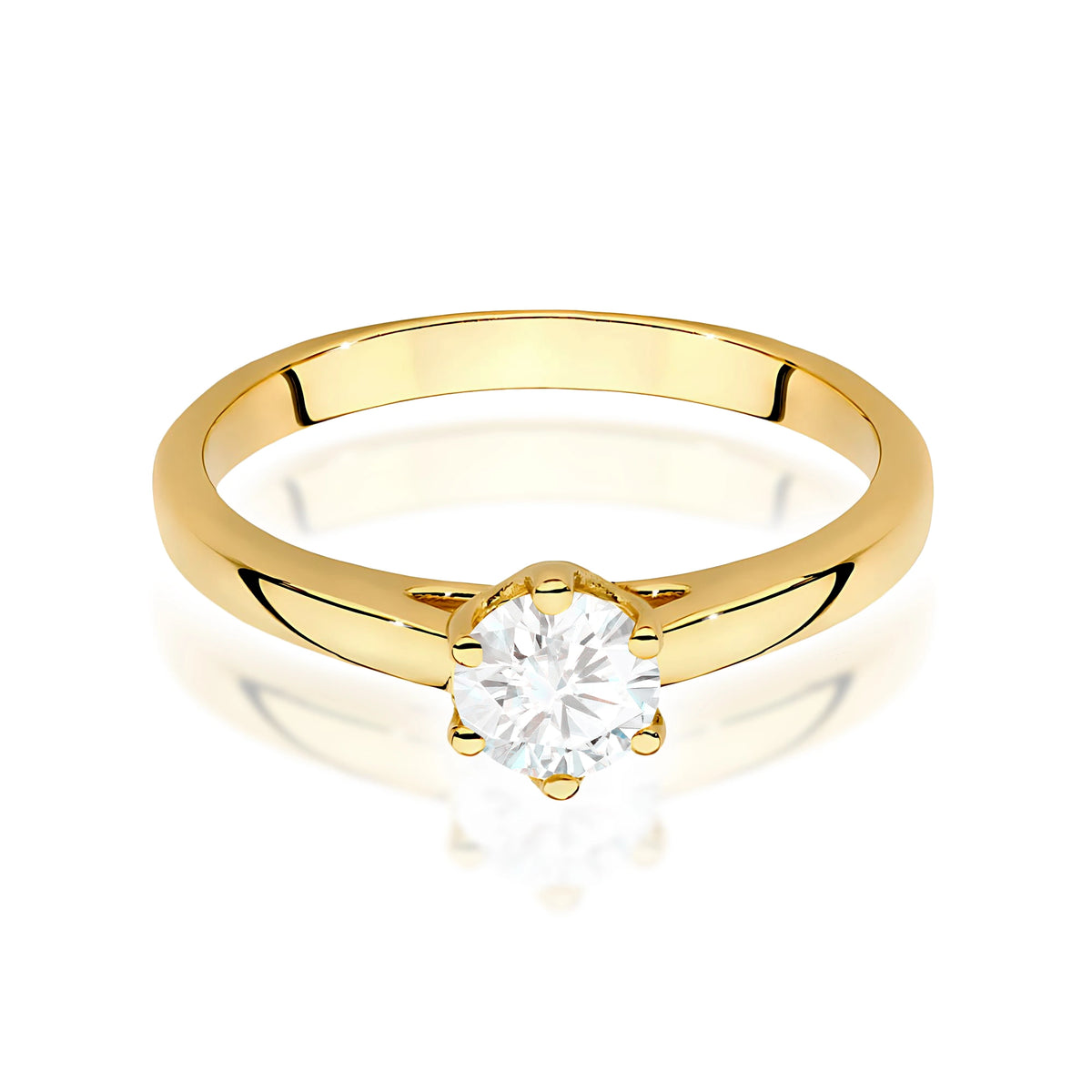 Prsten ze žlutého zlata s lab-grown diamantem 0,50 ct Round/Brilliant