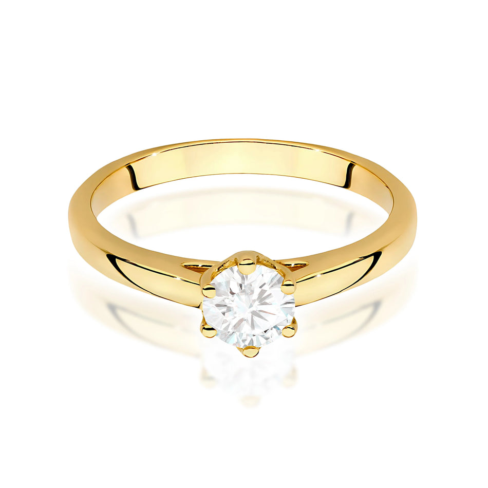 Prsten ze žlutého zlata s lab-grown diamantem 0,50 ct Round/Brilliant