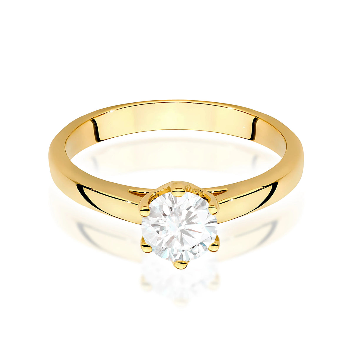 Prsten ze žlutého zlata s lab-grown diamantem 0,70 ct Round/Brilliant