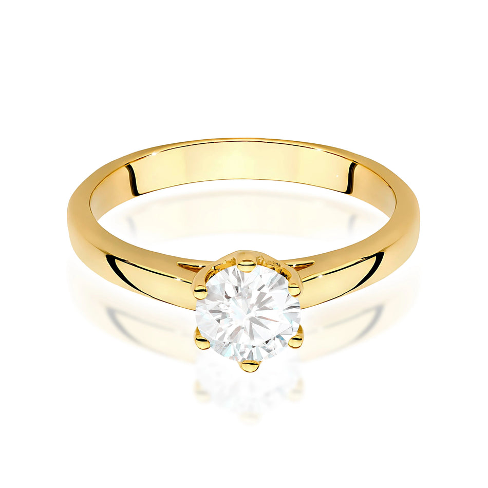 Prsten ze žlutého zlata s lab-grown diamantem 0,70 ct Round/Brilliant