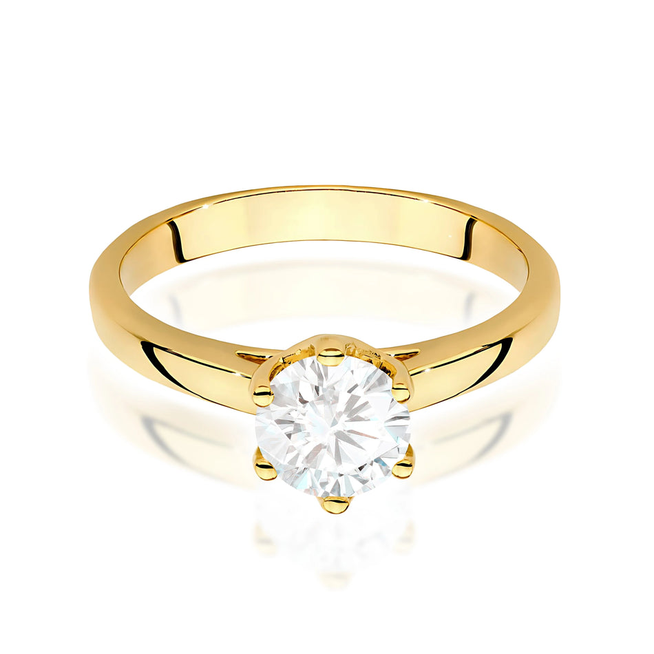 Prsten ze žlutého zlata s lab-grown diamantem 1,00 ct Round/Brilliant
