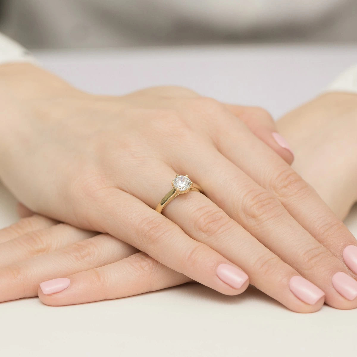 Prsten ze žlutého zlata s lab-grown diamantem 1,00 ct Round/Brilliant