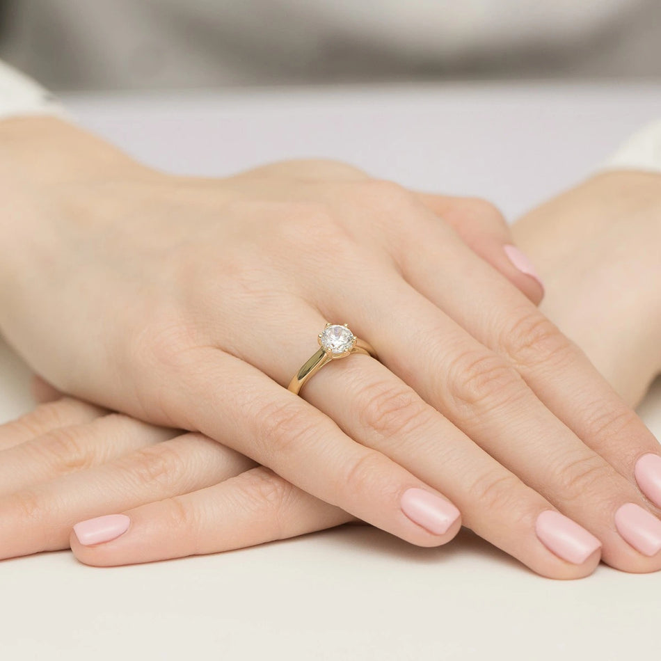 Prsten ze žlutého zlata s lab-grown diamantem 1,00 ct Round/Brilliant