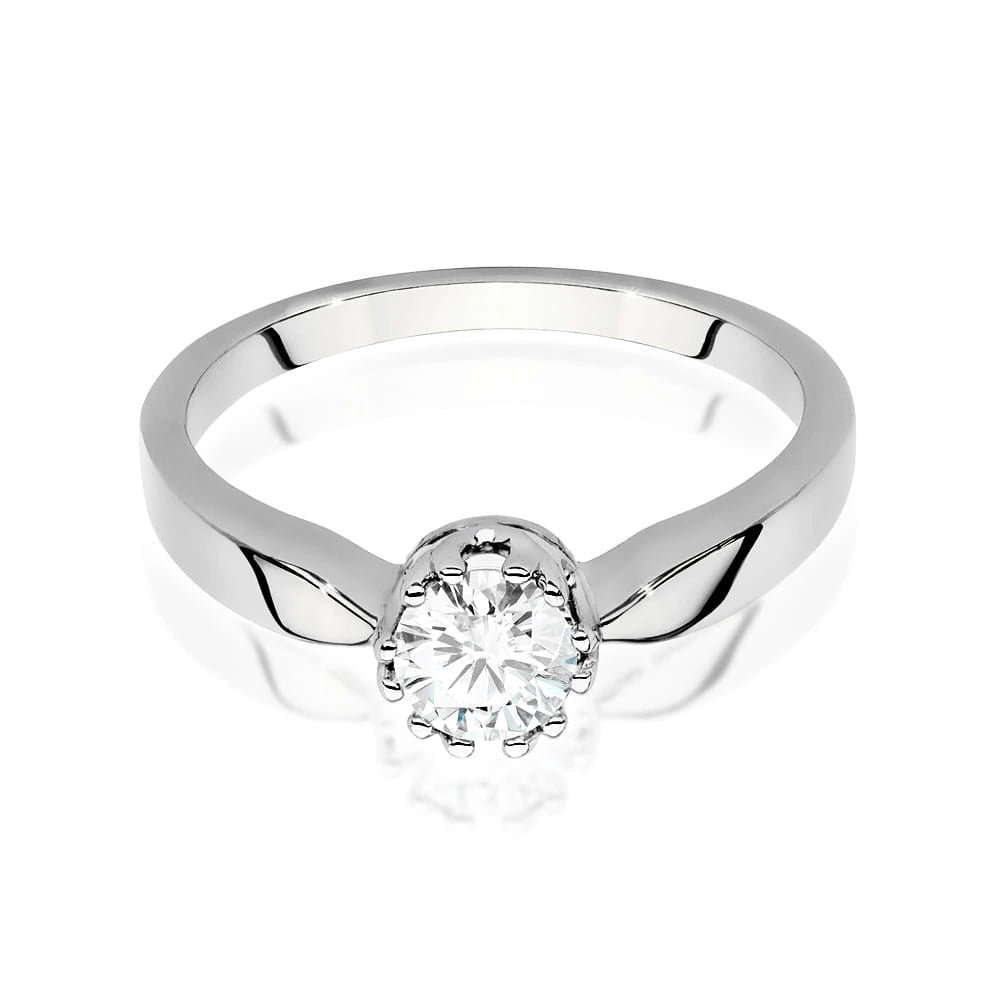 Prsten z bílého zlata s lab-grown diamantem Round/Brilliant o hmotnosti 0,40 ct