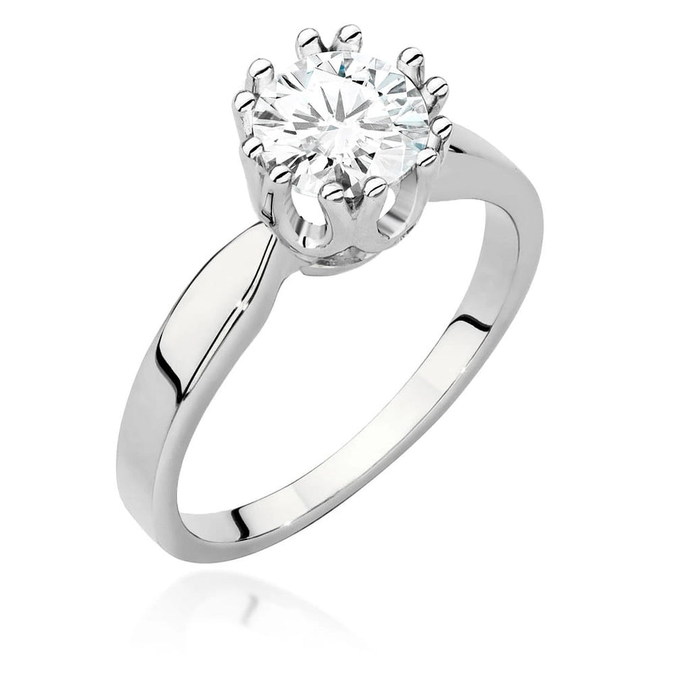 White Gold Ring with Round 1,00ct Lab-grown Diamond