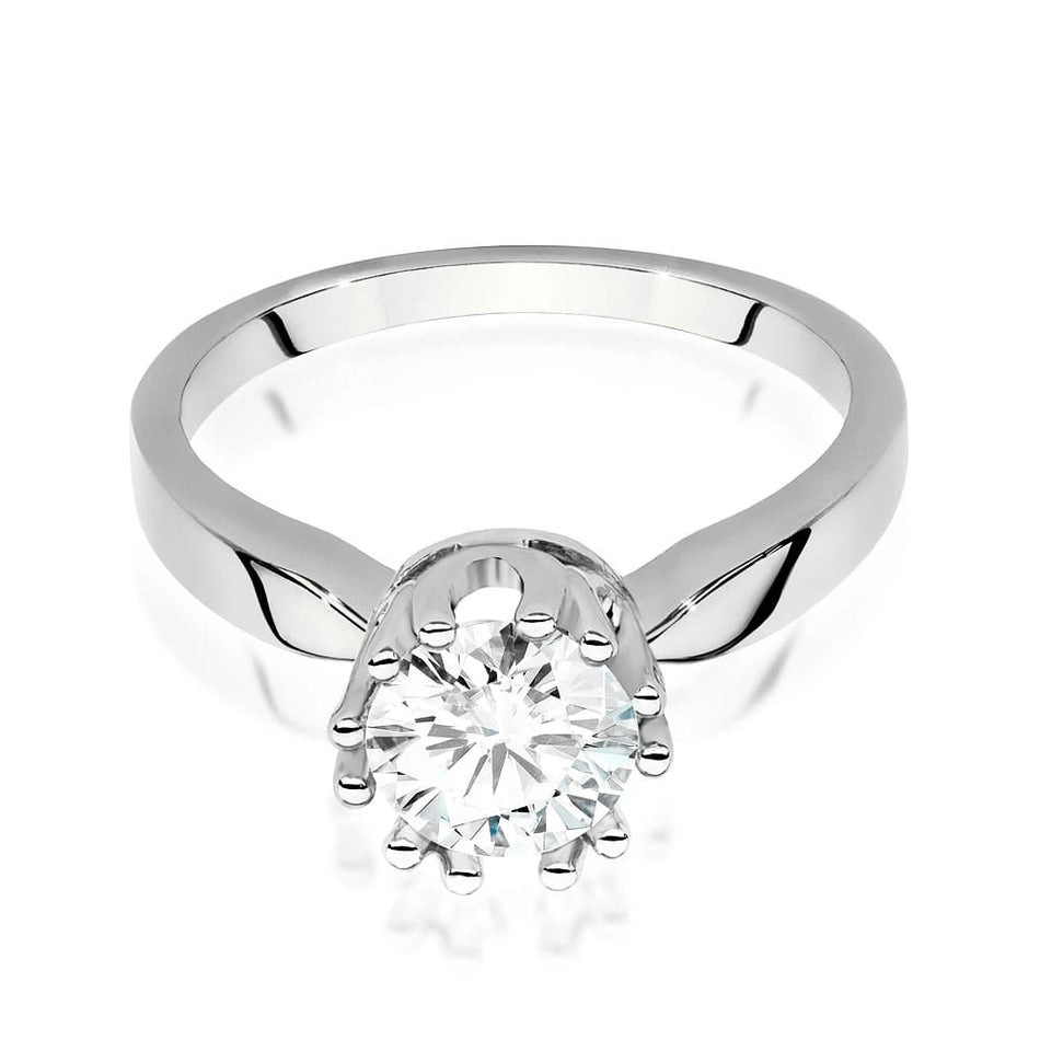 White Gold Ring with Round 1,00ct Lab-grown Diamond