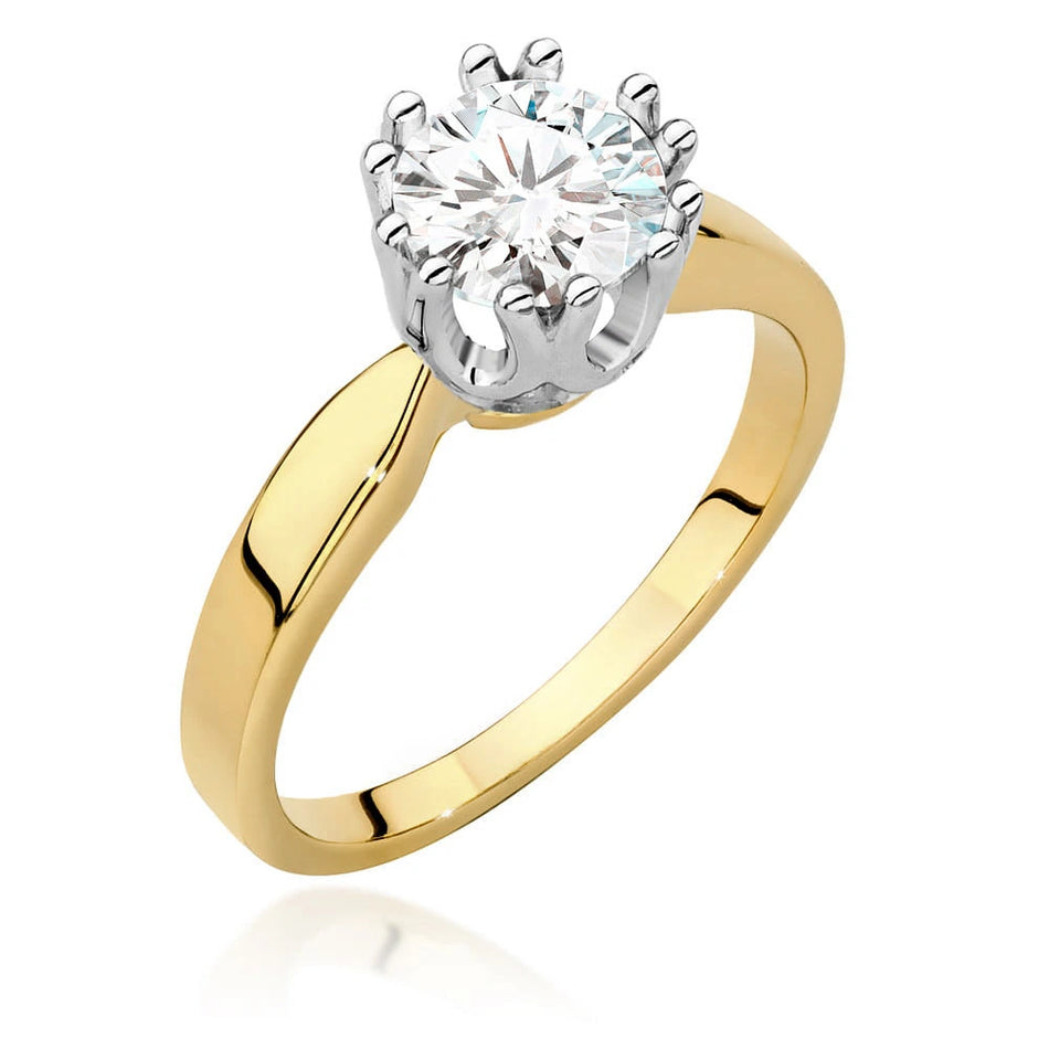 Prsten ze žlutého zlata s lab-grown diamantem Round/Brilliant o hmotnosti 1,00 ct