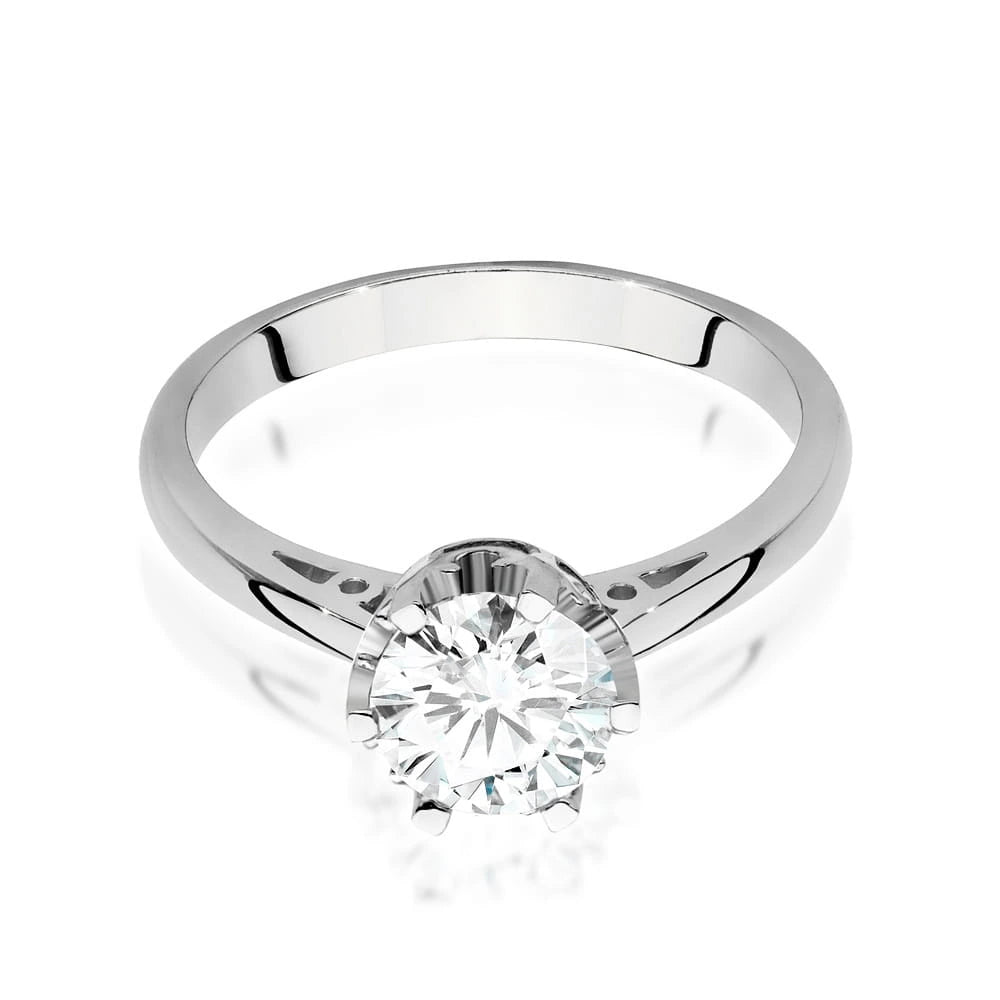 Prsten z bílého zlata – lab-grown diamant 1,00 ct, Round/Brilliant