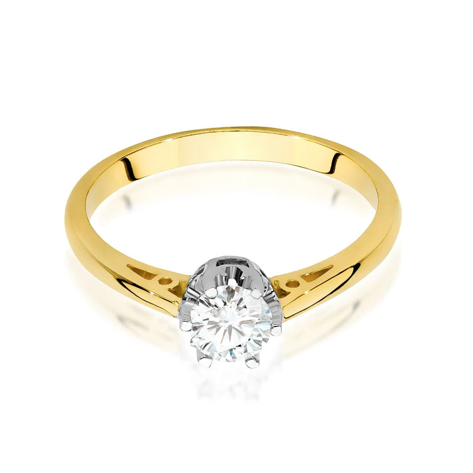 Prsten ze žlutého zlata – lab-grown diamant 0,40 ct, Round/Brilliant
