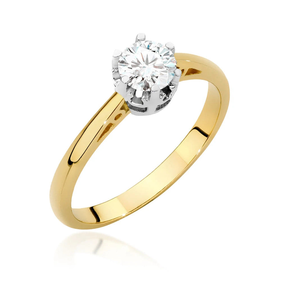 Prsten ze žlutého zlata – lab-grown diamant 0,50 ct, Round/Brilliant
