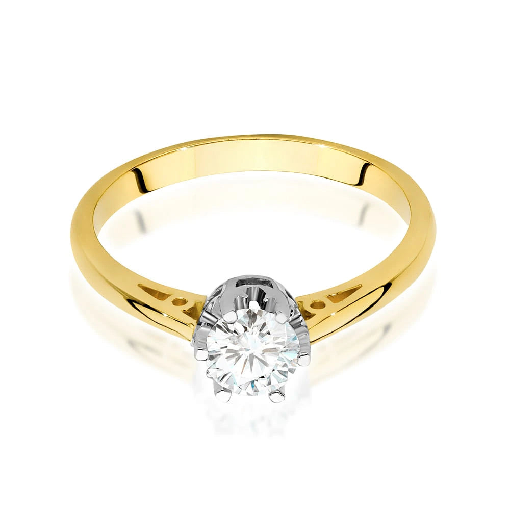 Prsten ze žlutého zlata – lab-grown diamant 0,50 ct, Round/Brilliant