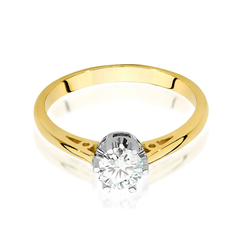 Prsten ze žlutého zlata – lab-grown diamant 0,50 ct, Round/Brilliant
