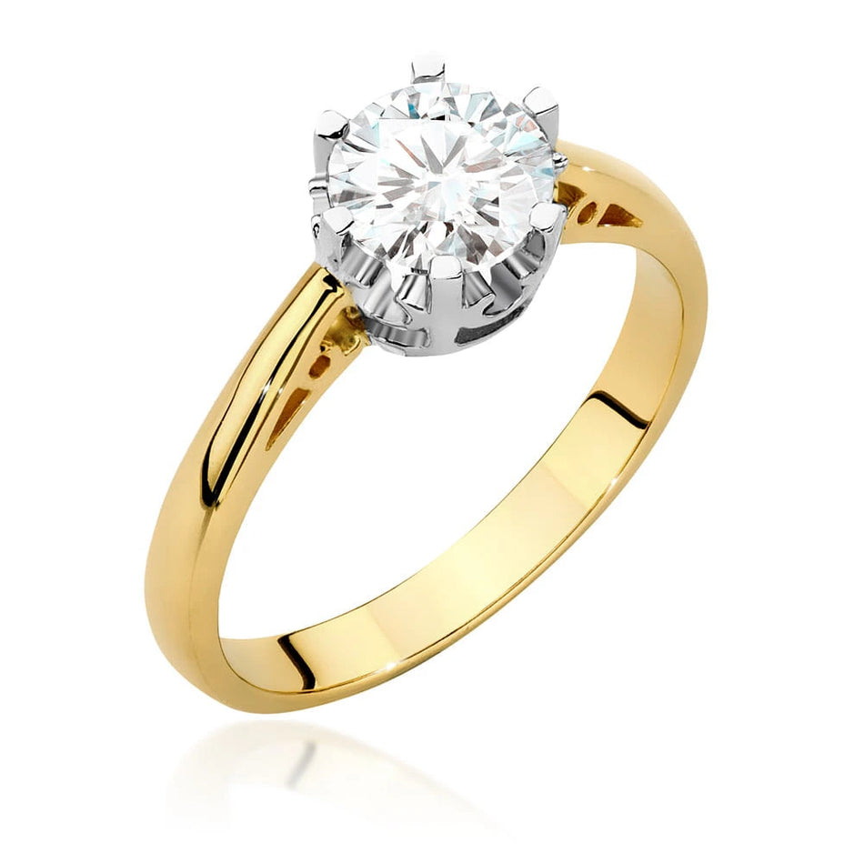 Prsten ze žlutého zlata – lab-grown diamant 1,00 ct, Round/Brilliant
