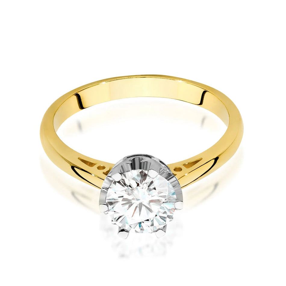 Prsten ze žlutého zlata – lab-grown diamant 1,00 ct, Round/Brilliant