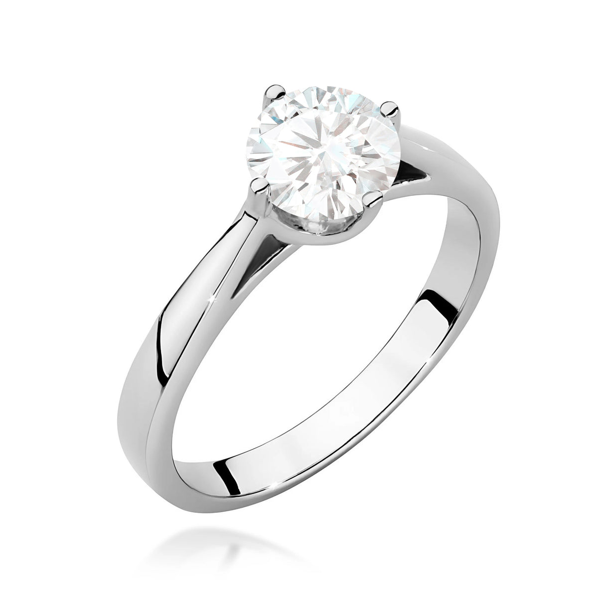 Prsten z bílého zlata – lab-grown diamant Round/Brilliant o hmotnosti 1,00 ct