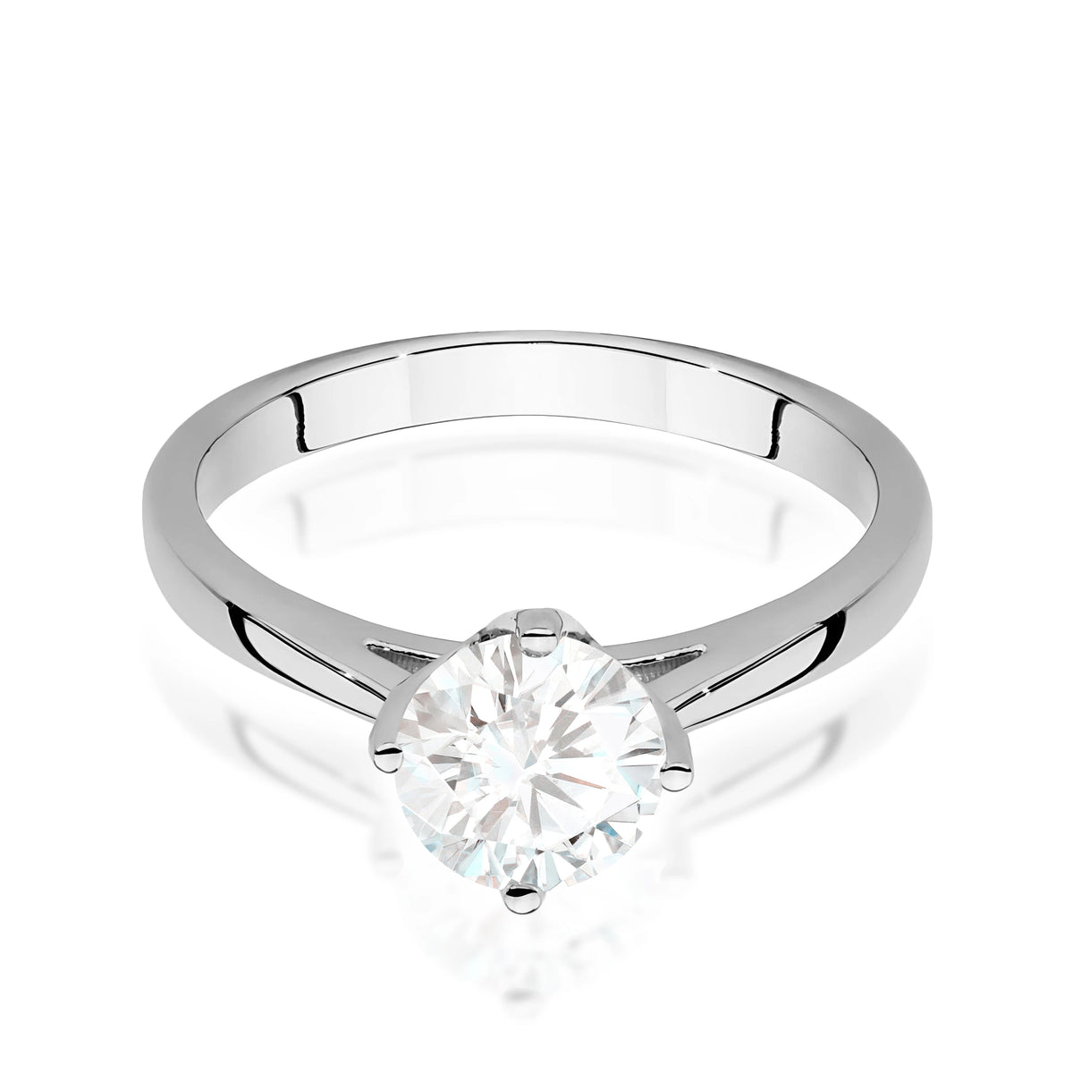 Prsten z bílého zlata – lab-grown diamant Round/Brilliant o hmotnosti 1,00 ct