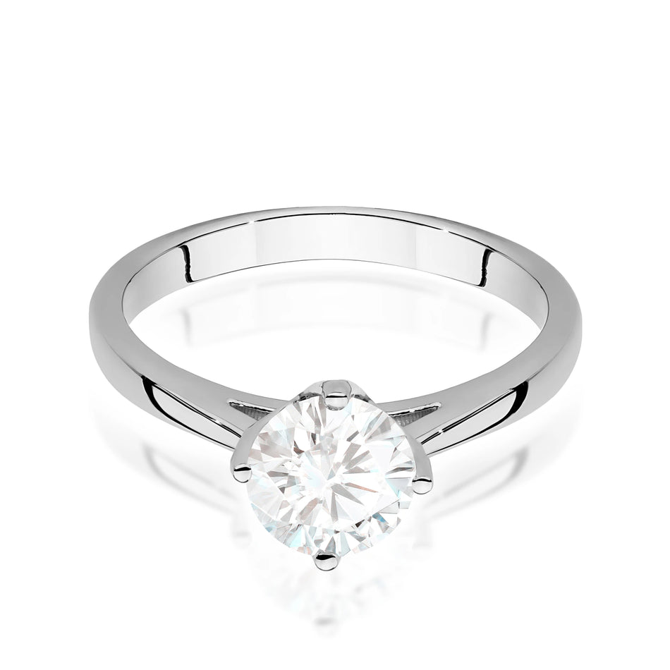 White Gold Ring with Round 1,00ct Lab-grown Diamond