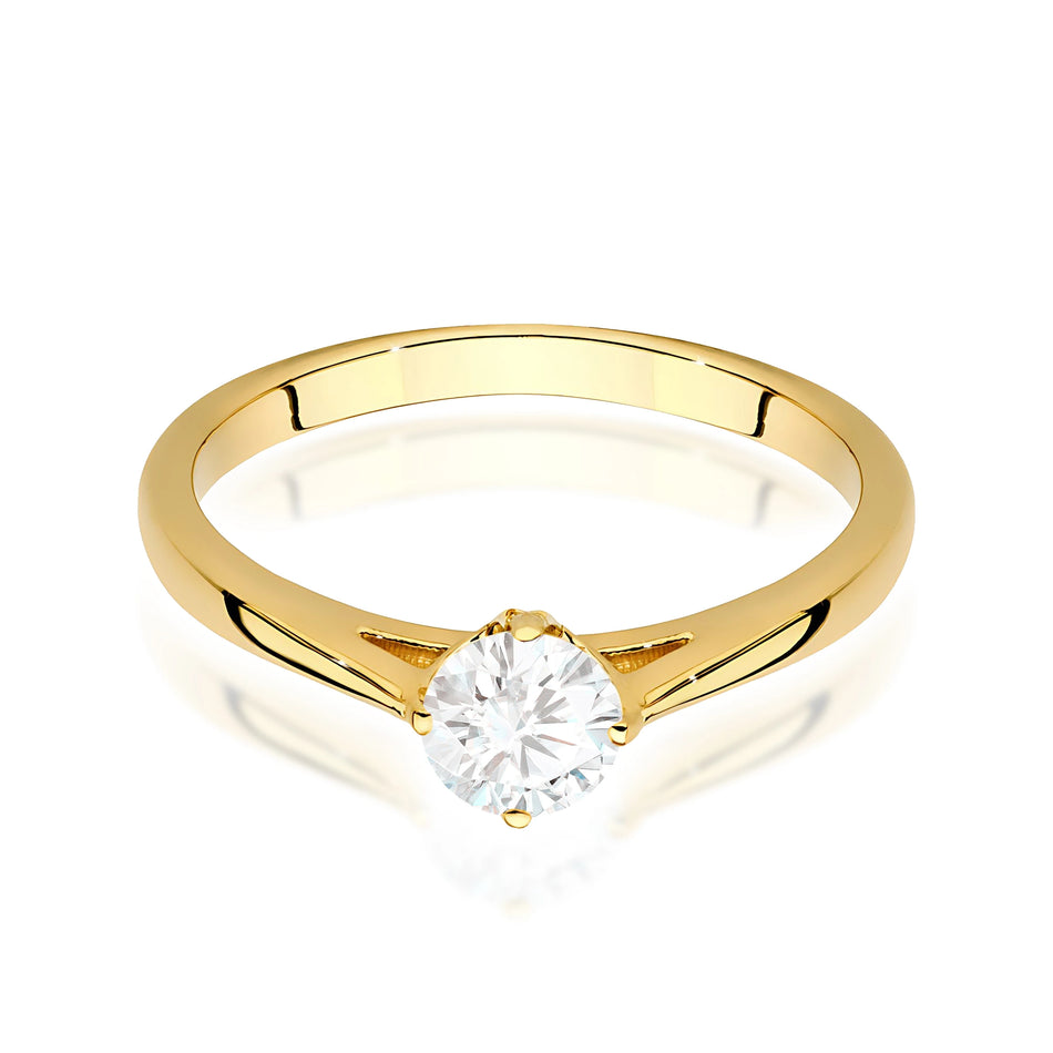 Prsten ze žlutého zlata – lab-grown diamant Round/Brilliant o hmotnosti 0,40 ct