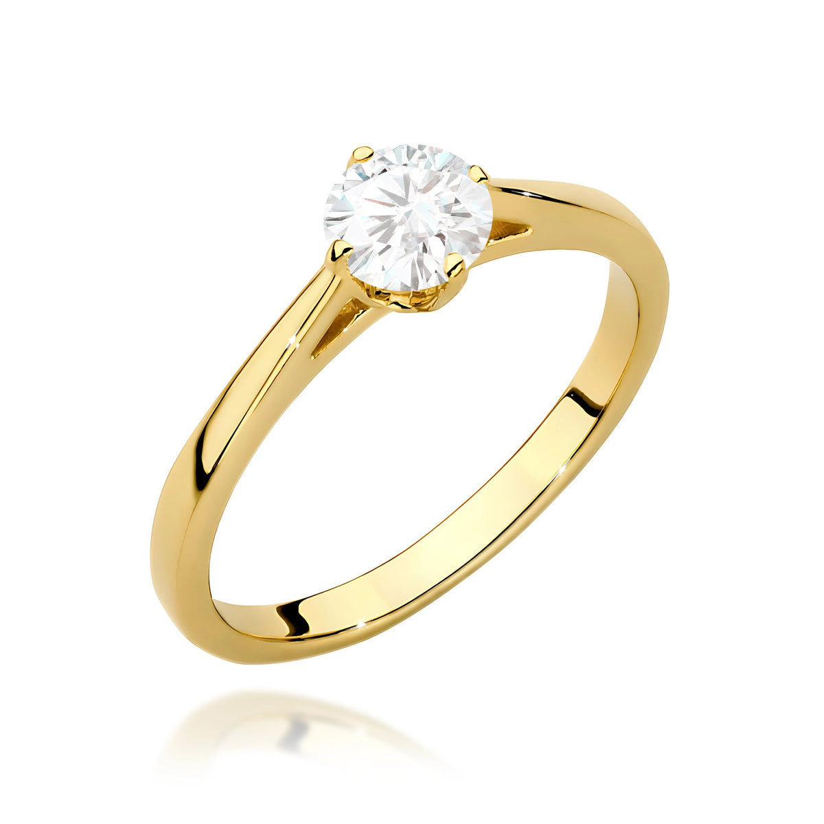 Prsten ze žlutého zlata – lab-grown diamant Round/Brilliant o hmotnosti 0,50 ct