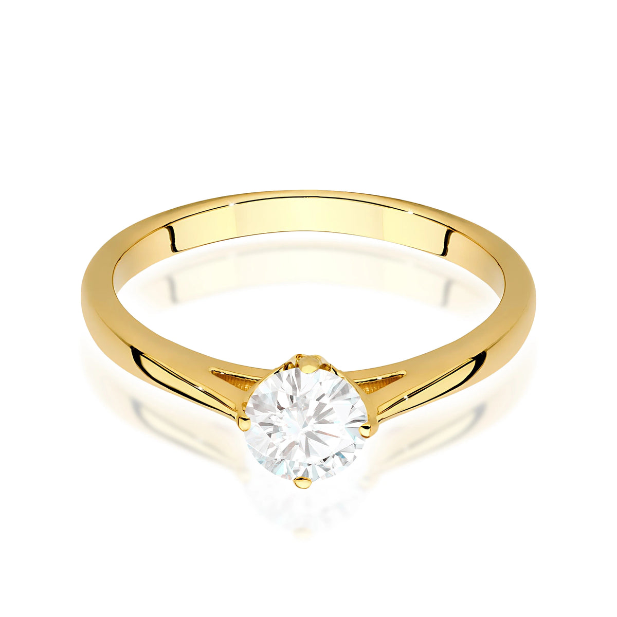 Prsten ze žlutého zlata – lab-grown diamant Round/Brilliant o hmotnosti 0,50 ct