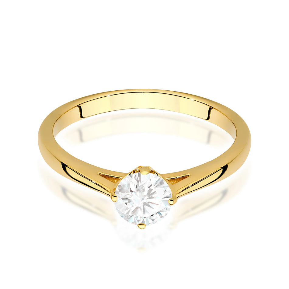 Prsten ze žlutého zlata – lab-grown diamant Round/Brilliant o hmotnosti 0,50 ct