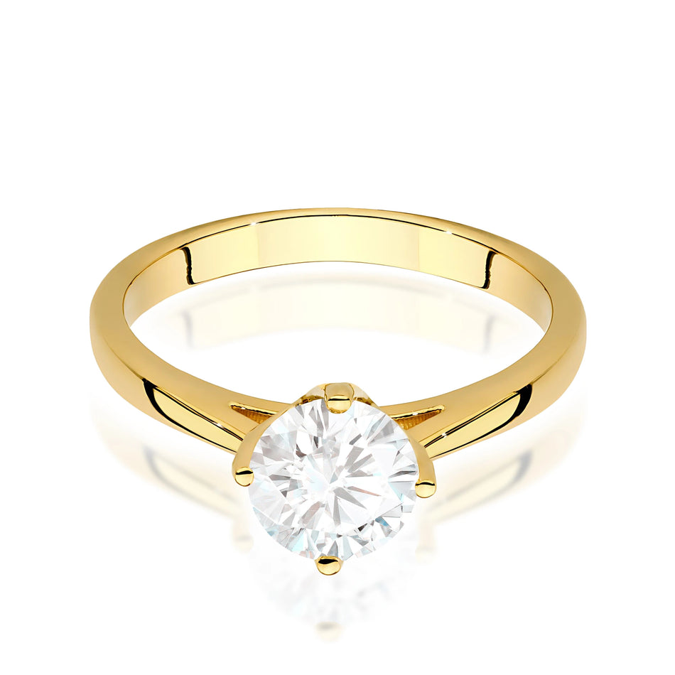 Prsten ze žlutého zlata – lab-grown diamant Round/Brilliant o hmotnosti 1,00 ct