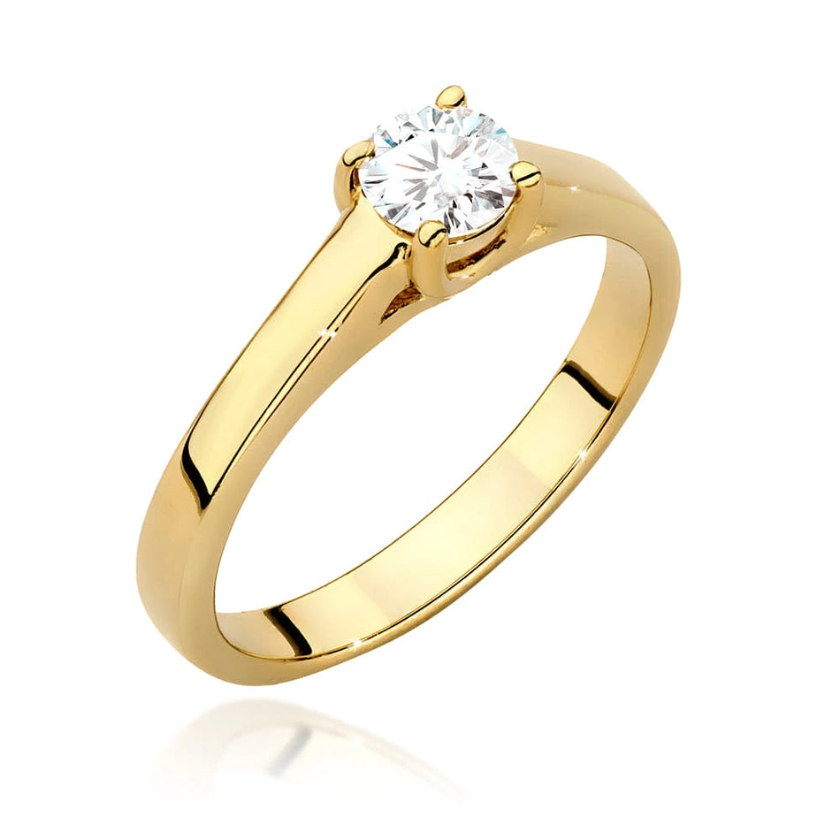 Prsten ze žlutého zlata s lab-grown diamantem 0,40 ct Round/Brilliant