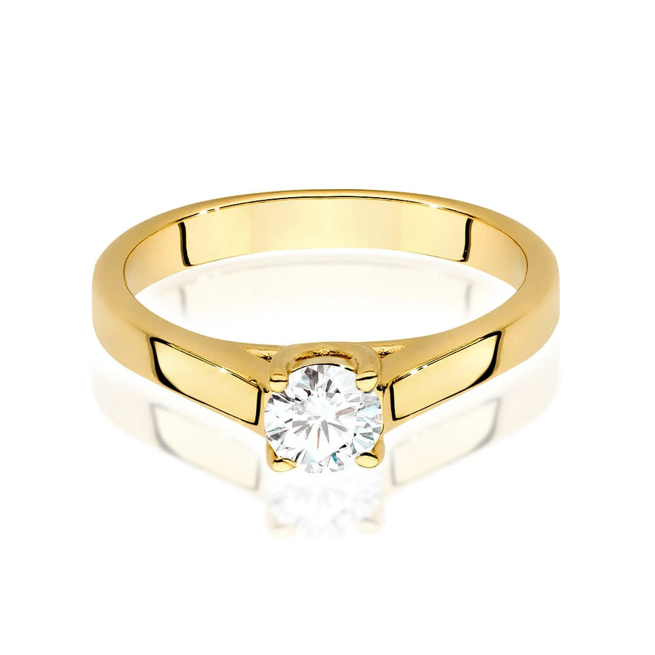 Prsten ze žlutého zlata s lab-grown diamantem 0,40 ct Round/Brilliant