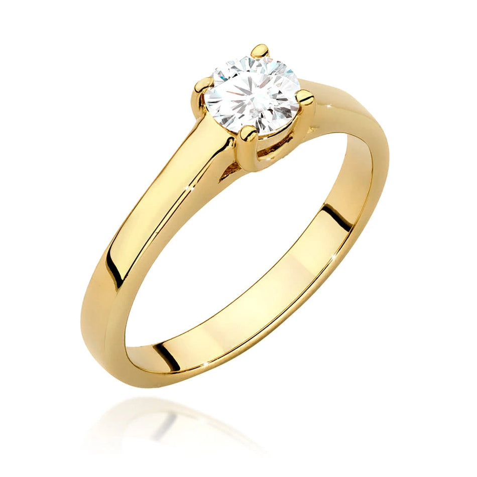 Prsten ze žlutého zlata s lab-grown diamantem 0,50 ct Round/Brilliant