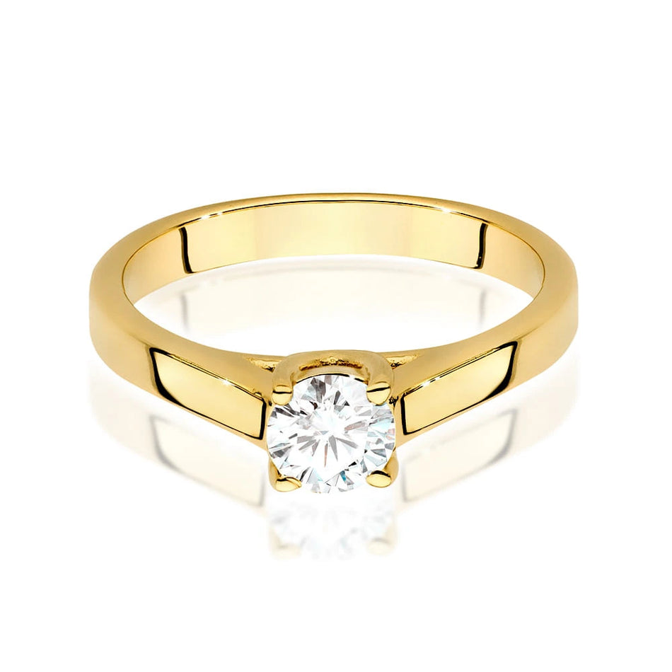 Prsten ze žlutého zlata s lab-grown diamantem 0,50 ct Round/Brilliant