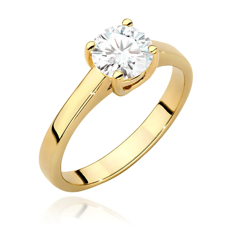 Prsten ze žlutého zlata s lab-grown diamantem 1,00 ct Round/Brilliant