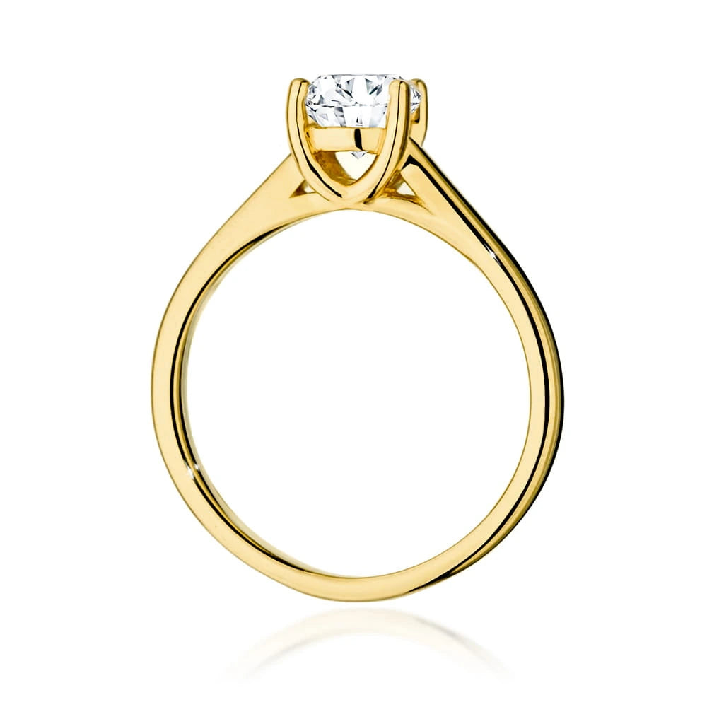 Prsten ze žlutého zlata s lab-grown diamantem Round/Brilliant 1,00 ct