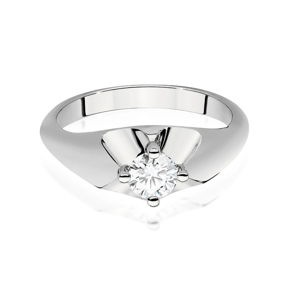 Prsten z bílého zlata s lab-grown diamantem Round/Brilliant o hmotnosti 0,40 ct
