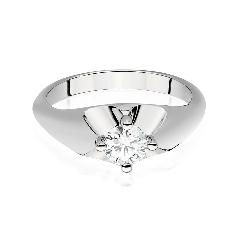Prsten z bílého zlata s lab-grown diamantem Round/Brilliant o hmotnosti 0,50 ct