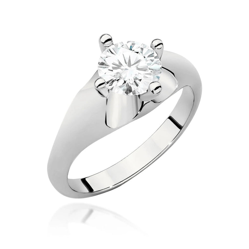 White Gold Ring with Round 1,00ct Lab-grown Diamond