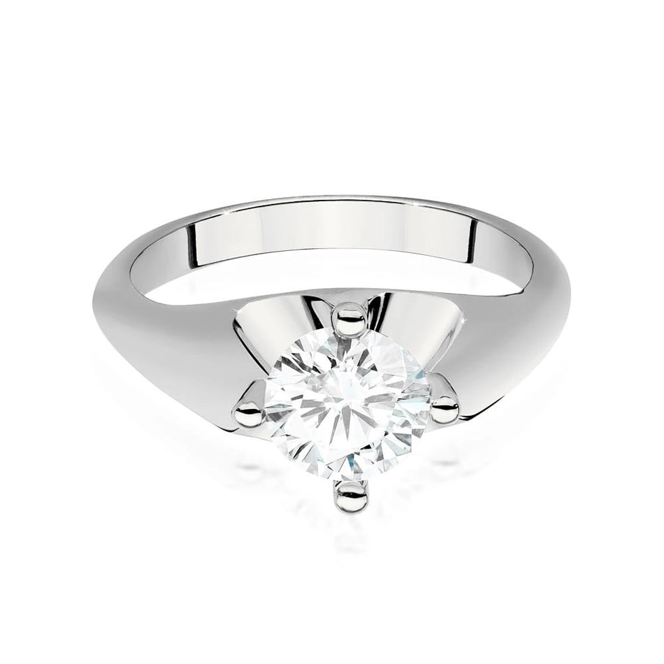 White Gold Ring with Round 1,00ct Lab-grown Diamond