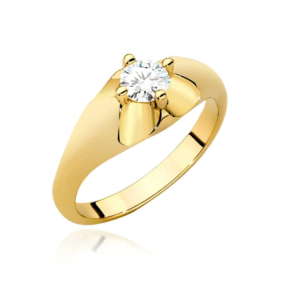 Prsten ze žlutého zlata s lab-grown diamantem Round/Brilliant o hmotnosti 0,40 ct