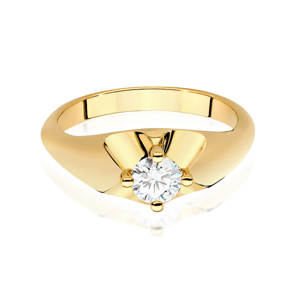 Prsten ze žlutého zlata s lab-grown diamantem Round/Brilliant o hmotnosti 0,40 ct