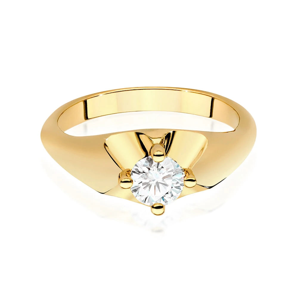 Prsten ze žlutého zlata s lab-grown diamantem Round/Brilliant o hmotnosti 0,50 ct