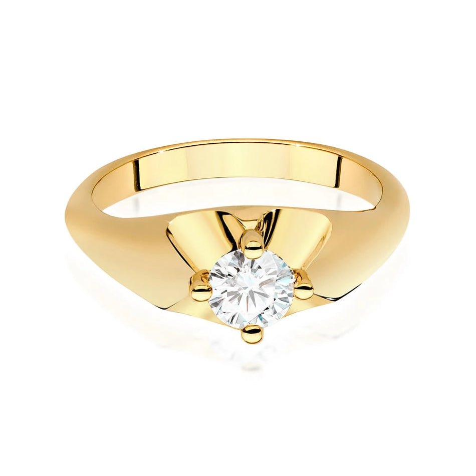 Prsten ze žlutého zlata s lab-grown diamantem Round/Brilliant o hmotnosti 0,50 ct
