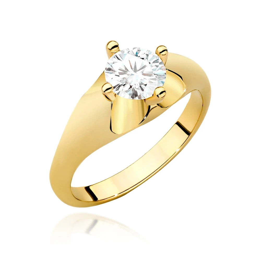 Solitérní prsten ze žlutého 14K zlata s diamantem Round/Brilliant 0,70ct