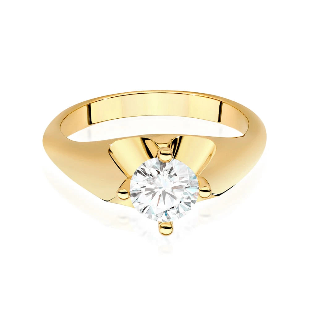 Solitérní prsten ze žlutého 14K zlata s diamantem Round/Brilliant 0,70ct