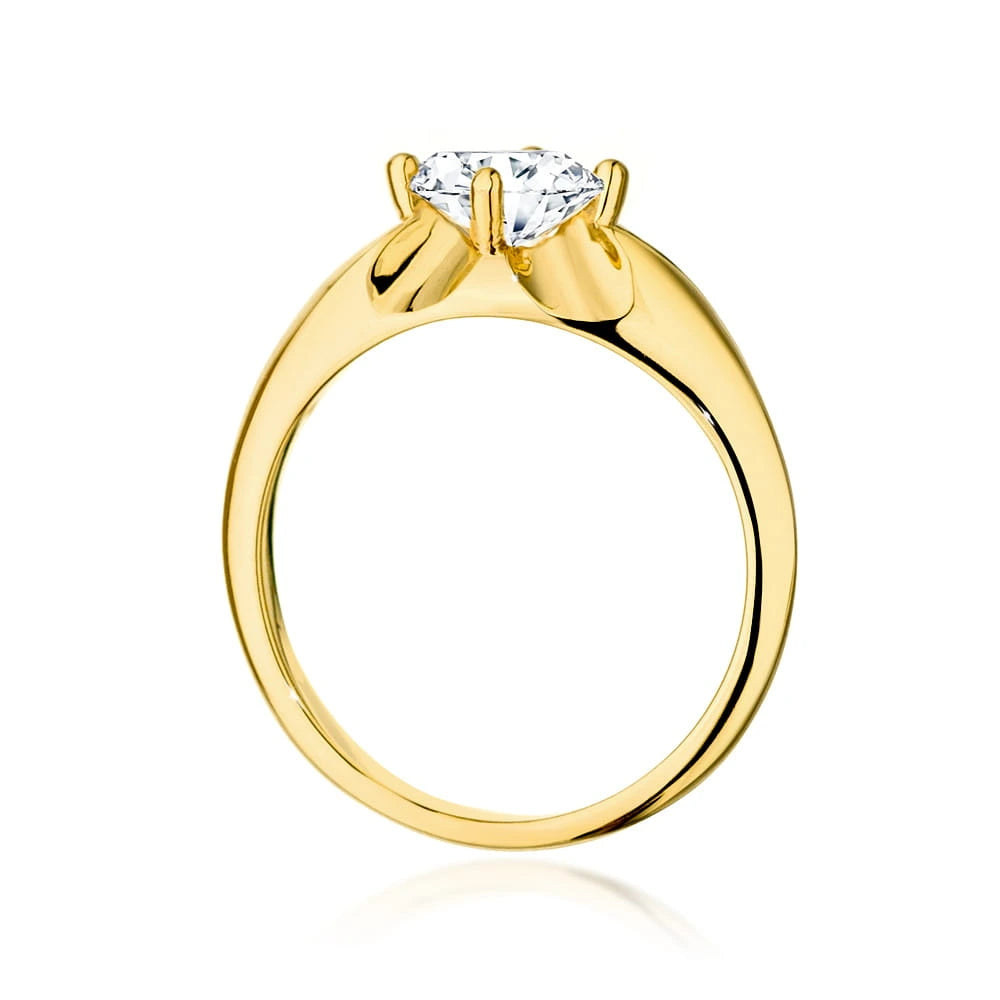 Solitérní prsten ze žlutého 14K zlata s diamantem Round/Brilliant 0,70ct