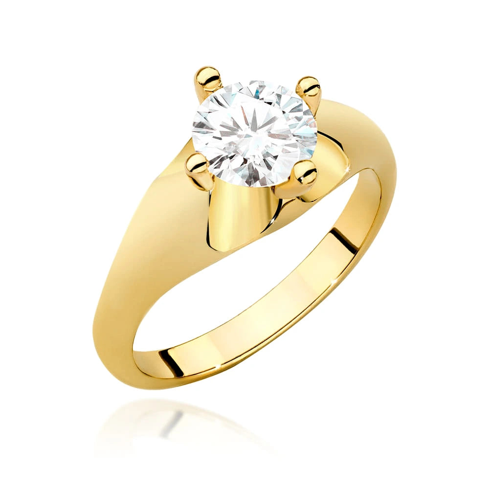 Prsten ze žlutého zlata s lab-grown diamantem Round/Brilliant o hmotnosti 1,00 ct
