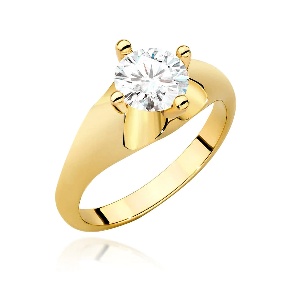 Prsten ze žlutého zlata s lab-grown diamantem Round/Brilliant o hmotnosti 1,00 ct