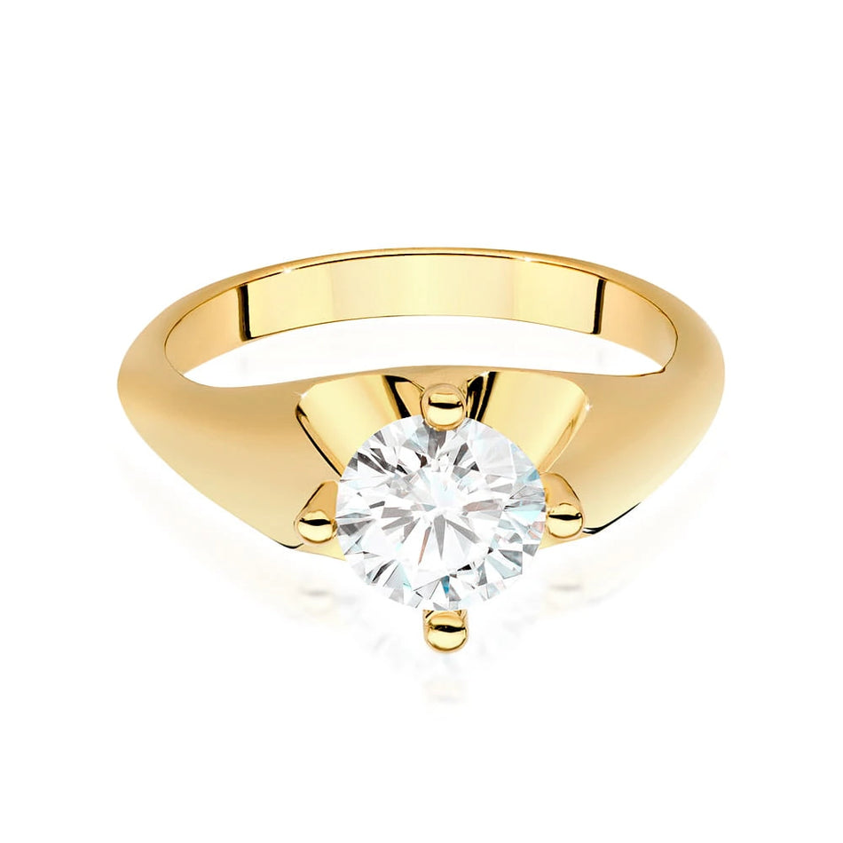 Prsten ze žlutého zlata s lab-grown diamantem Round/Brilliant o hmotnosti 1,00 ct