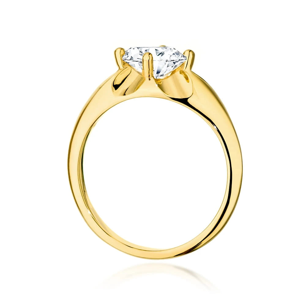 Prsten ze žlutého zlata s lab-grown diamantem Round/Brilliant o hmotnosti 1,00 ct