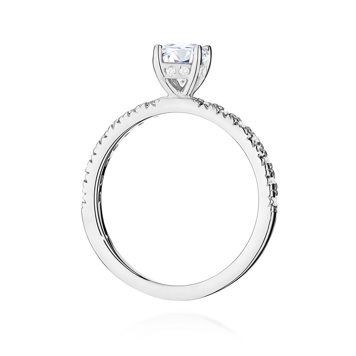 Prsten z bílého zlata s centrálním lab-grown diamantem 0,50ct a bočními diamanty 0,243ct
